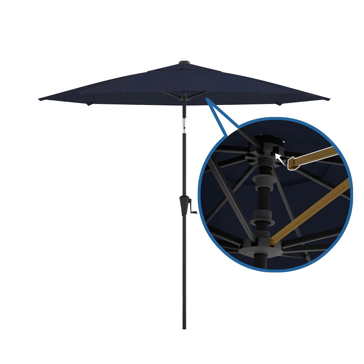 11 foot patio umbrella Galtech 11 Ft. Octagonal Teak Patio Market Umbrella W/ Crank Lift