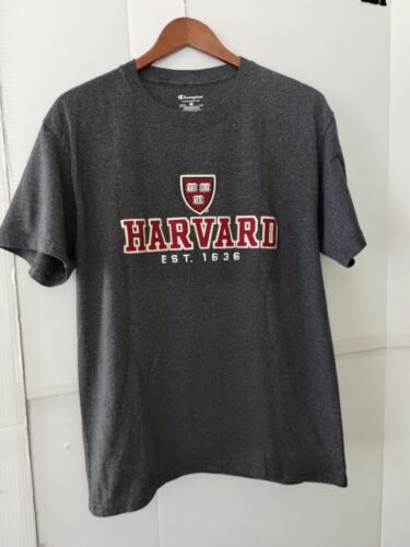 Harvard Medium Gray Champion TShirt Embossed Academia Collegiate Casual