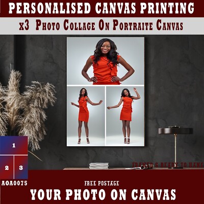 Personalisiertes Foto auf Leinwand personalisiert x3 Collage PORTRAIT Leinwand (18x32'') 38mm