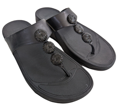 FitFlop Petra Sugar Womens Size 8 Black Casual Slipper Flip Flop Thong Sandals | eBay