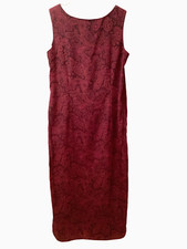 Norton Menaughton Sleeveless Maxi Dress w/Tie Red Paisley  Womens Large