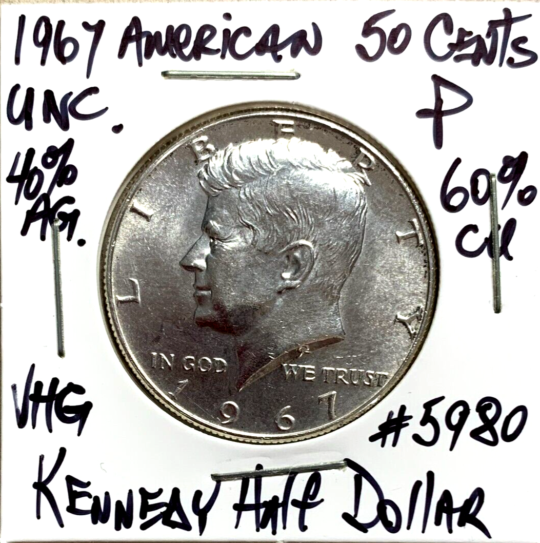 1967 Kennedy Half Dollar 40% Silver 60% Copper US Mint Coin 50