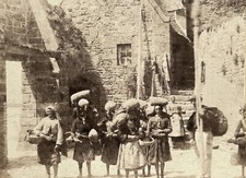 FRANCE Le Mont Saint-Michel Coque Fishermen Photo Q.V. c1870 Stereo Vintage