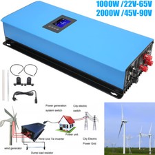 Turbina eolica trifase 1KW/2KW SU RETE TIRANTE INVERTER CON LIMITATORE DC 22-65v/45-90v