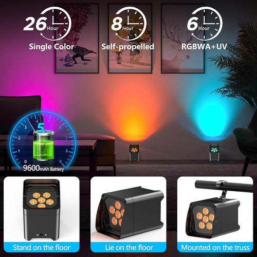 2 Piezas 108W RGBWA Par Luz de Escenario LED DMX DJ Disco Fiesta Iluminación Haz Luces de Lavado - Imagen 8 de 12