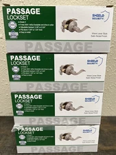 Shield Security Passage Lockset Satin Nickel Lever Style #913832 Brand Lot of 4