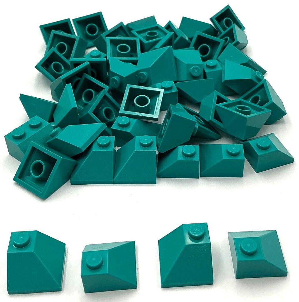 Lego 50 New Dark Turquoise Slope Sloped 45 2 x 2 Double Convex Corner Parts