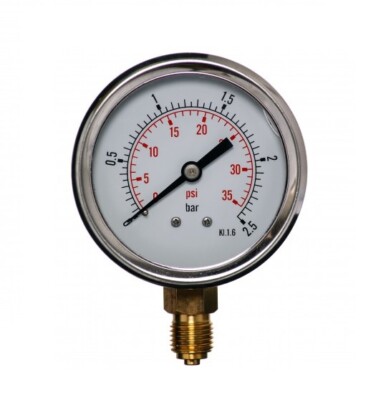 63mm 0-35 Psi 0-2.5 Bar 1/4''Glyzerin Manometer Druckluftmesser Messgerät