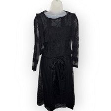 Bistro of Montreal Vintage 80s Lace Midi Dress in Black size 6