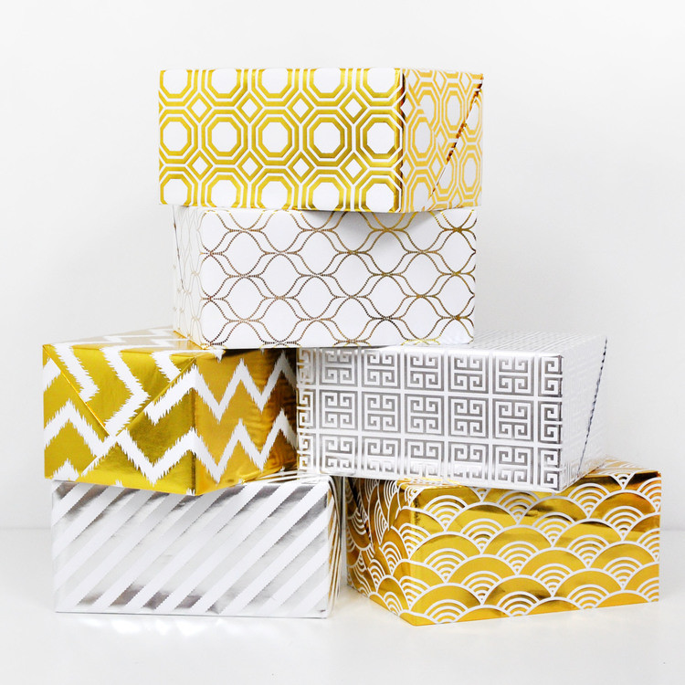 Box of 250 sheets | Gold Foil Wrapping Paper | Gift Wrap Herringbone Pattern