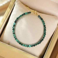 Natural Malachite Handmade Faceted Beads Polar Style Healing Delicate Bracelet