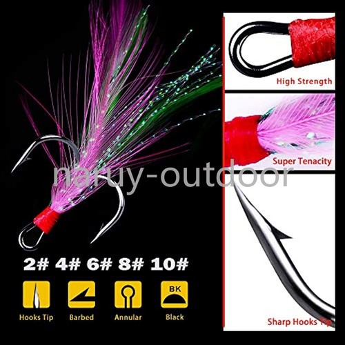 Confezione 50 ami da pesca in piuma ami forti per acuti misura 2 4 6 8 10 - Foto 2 di 11
