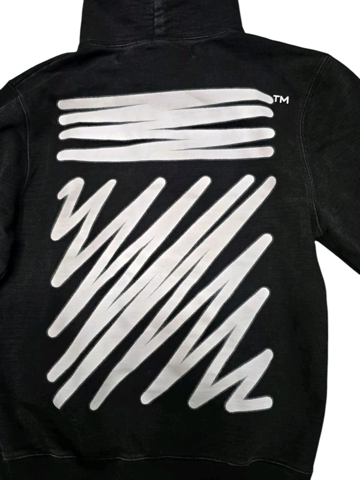 OFF WHITE Felpa con cappuccio Off White Virgil Abloh nera con scarabocchio bianco 2013 stagionale taglia XS