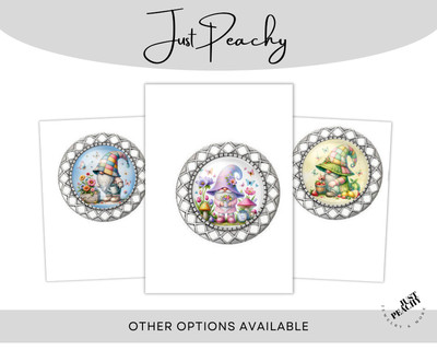 Spring Fantasy Garden Gnome Watercolor Art Silver Pin Brooch Pick One Gift Idea