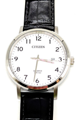 Citizen BI5070 06A Quarzuhr weißes Zifferblatt schwarzes Armband Herren Analog - Boxed