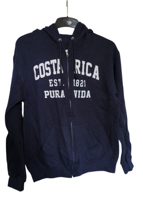 Costa Rica Print Jerzees Nublend Full Zip Hooded Sweatshirt - Medium - Navy