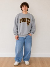 Vintage Wyoming Cowboys Sweatshirt Gray Mens Large Crewneck 80s 90s Pokes USA
