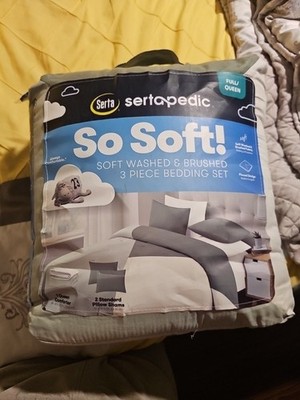 Full/Queen 3 Piece Serta Sertapedic So Soft Bedding Set - New without Tags
