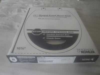 KOHLER  K-20467-0. Quiet-Close, Round Toilet Seat Soft Close, Wood, Easy Install