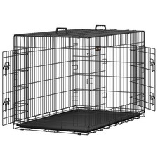 Feandrea Dog Crate Dog Cage,Foldable Puppy Pet Cage Puppy Dog,Black