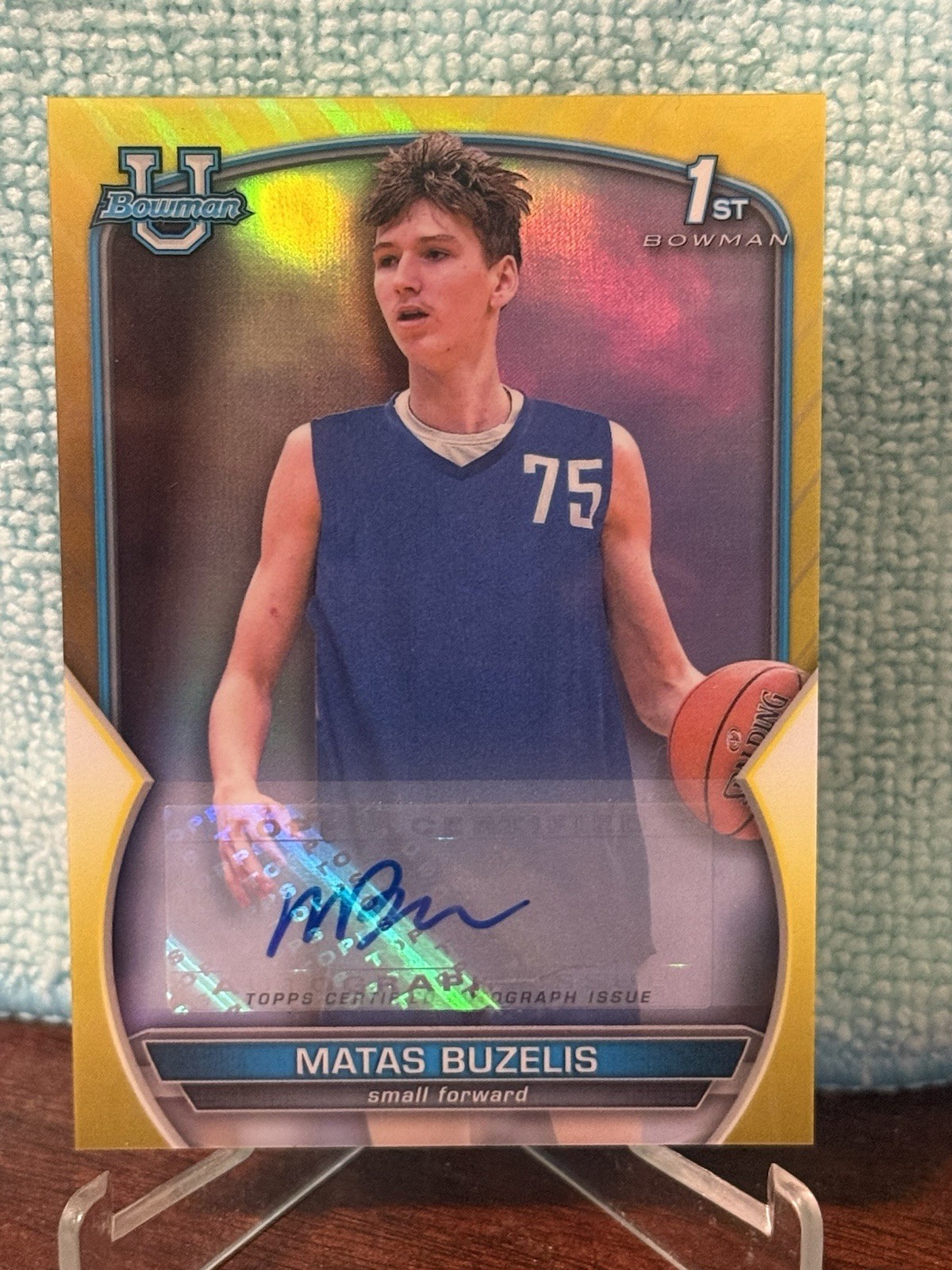 Matas Buzelis 2022-23 Bowman Chrome U 1st Yellow Auto /75