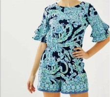 Lilly Pulitzer Lula Romper High Tide Navy Women's Size Medium