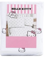 Hello Kitty 100 Cotton Sheet Set Sz Full Pink Bows White
