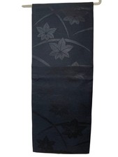 Unused Nagoya Obi Black Maple Pattern Japanese Kimono Belt
