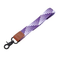 Wrist Lanyard Keychain, Braided Wristlet Strap with Black Clasp, Gradient Purple