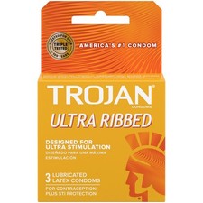Trojan Stimulations Ultra Ribbed Lubricated Condoms 3 Count