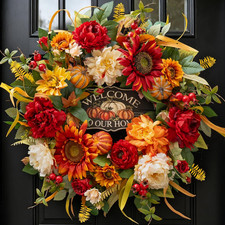 24 Inch Fall Wreath for Front Door  Rustic Harvest Autumn Wreath  Autumn Wreaths