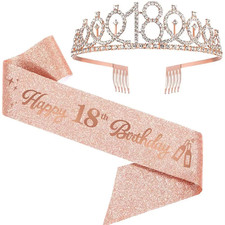2Pcs/Set Crown and Pearl Pin Set for 18Th Birthday - Happy 18Th Birthday Sash,