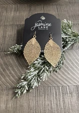 Jasmine Lane Gold Tone Retro Boho Cutout Leaf Earrings