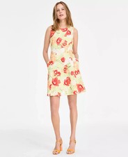 Vince Camuto Women's Printed Scuba Fit & Flare Green Floral Dress Size 12