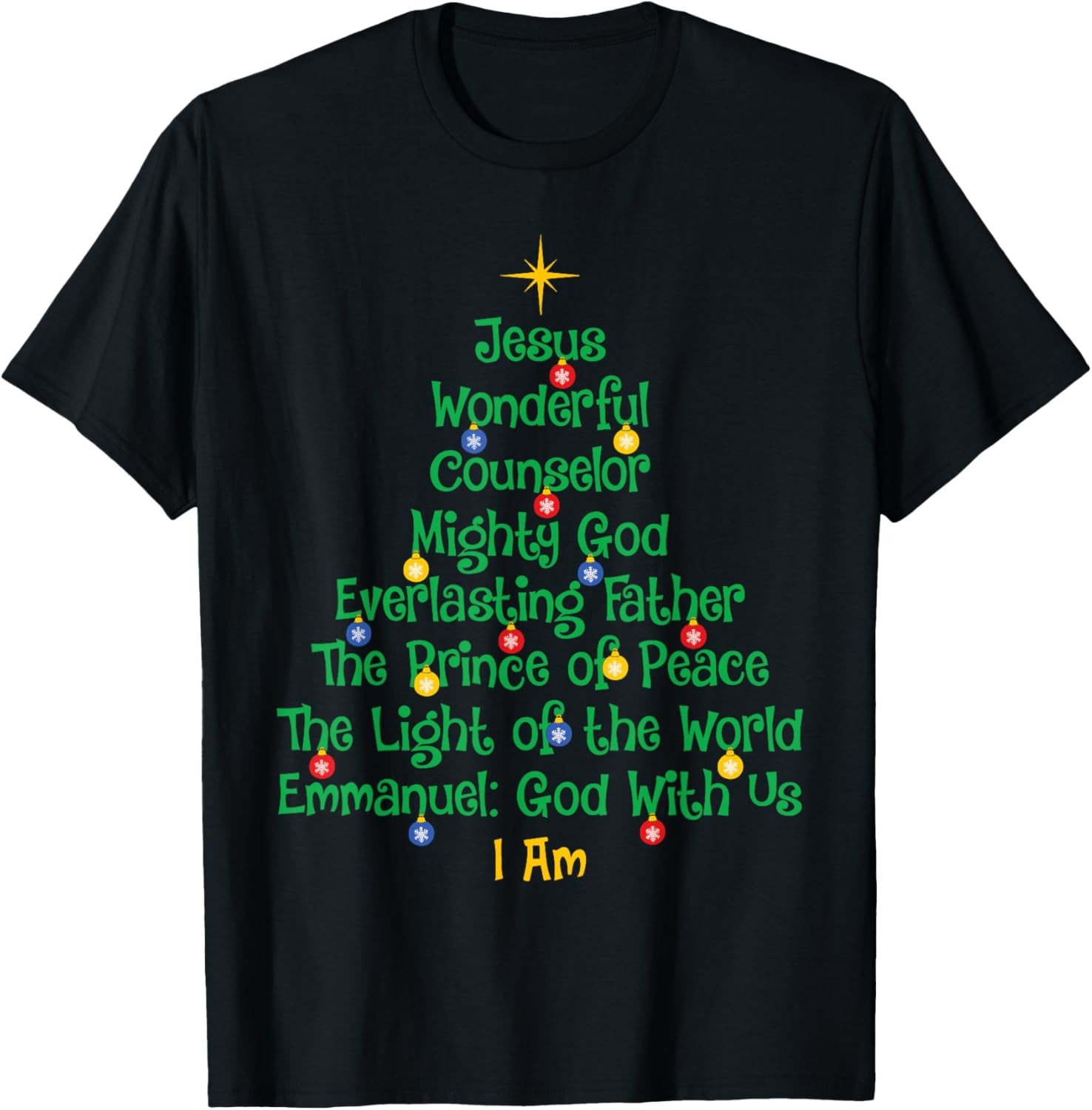Christmas Tree Jesus Christian Cross Bible Verse Men Women T-Shirt