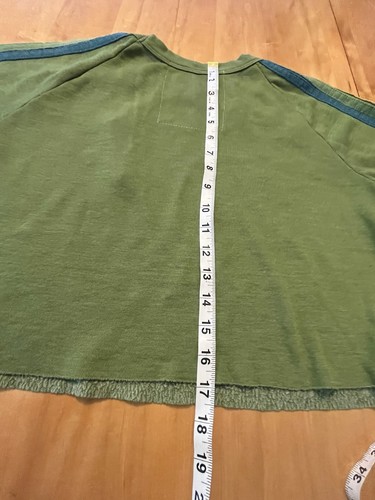 Aviator Nation Crop Sweatshirt Top Green Bolt Raw Hem Striped Sleeves Size Med - Picture 12 of 12