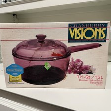 NIB Vintage 1992:VISIONS by Corning 1 1/2 QT COVERED SAUCEPAN 1.5 Quart 6015080