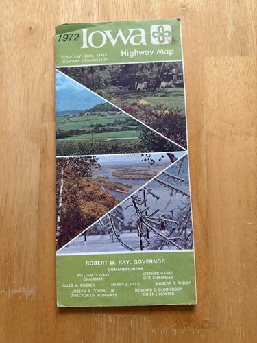 Vintage 1972 Iowa State Official Highway Map Road Map Travel Guide Fold Out