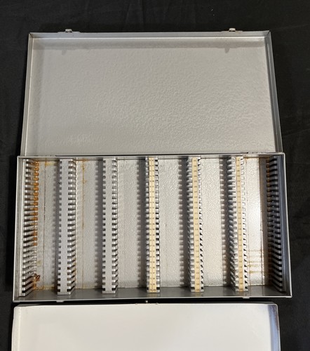 Vintage Metal Storage Box Case For 35mm Slides - Latch With Handle (Qty 2) - Picture 3 of 6