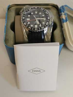 Coole Herrenuhr Taucheruhr Fossil FS6036 GMT Datum mit Lupe 46 mm neu OVP