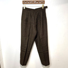 Vintage Sheridan Barnett Wool Trousers Brown Tweed High Waist Pleated Pants 14