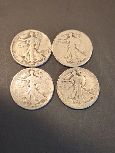 Walking Liberty Half Dollars 90% Silver US Coins Lot Of 4