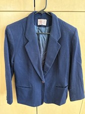 Vintage Pendleton Womens 100 Virgin Wool Blazer Sz 14P Navy Blue Jacket USA