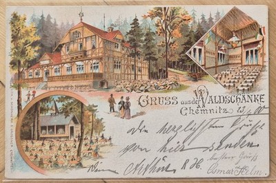 AK-33 Litho Gruss a. Chemnitz - Waldschänke
