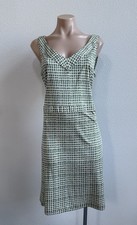 Tory Burch Paris Dbl Blocks Geometric Sleeveless Sheath Dress Silk White Green L