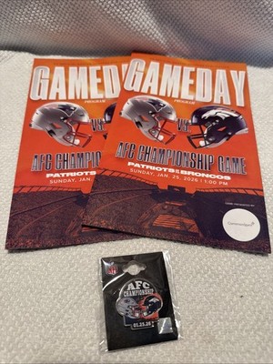 Broncos vs Patriots AFC Championship Game Day Pin + Programs/Posters 01/25/26