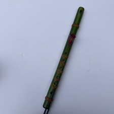 Vintage Wooden Recorder Flute Hand Carved Painted Folk Instrument