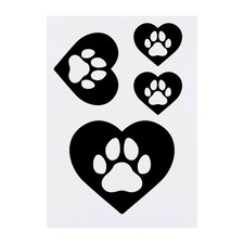 4 x 'Heart Paw Print' Temporary Tattoos / Transfers TO00014363 