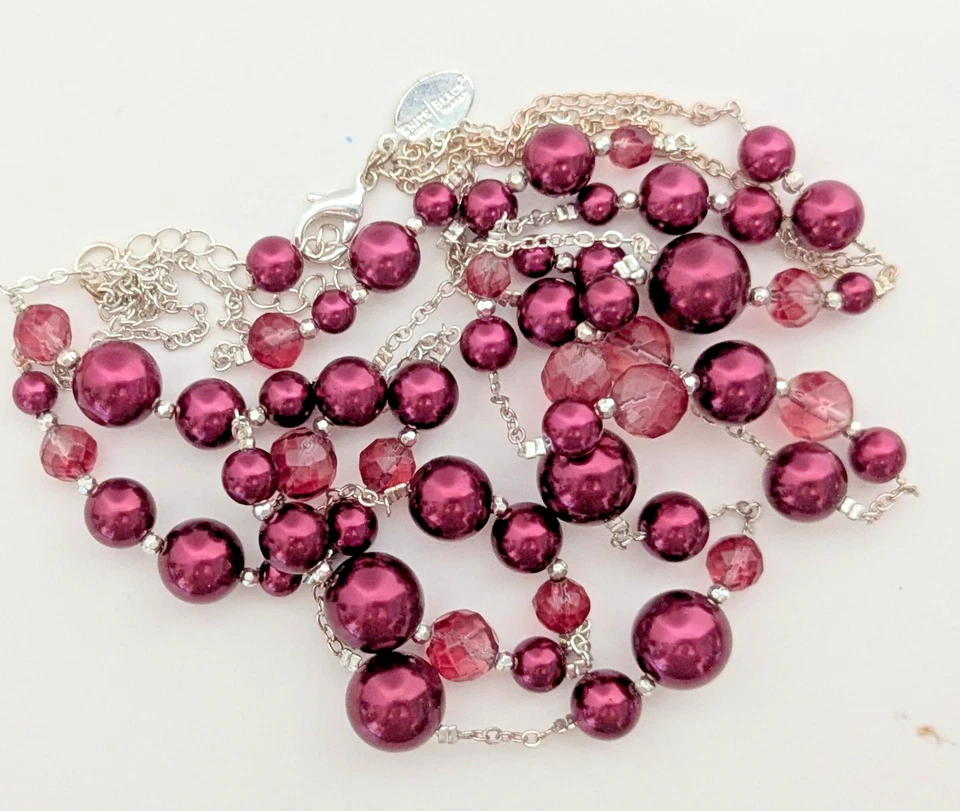 Белый дом черный рынок заявление/коренастый Burgandy-Berry ожерелье предварительно любимый - Изображение 2 из 4