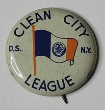 LIGA DE LA CIUDAD LIMPIA, Departamento de Saneamiento de Nueva York 1,25" botón Pinback